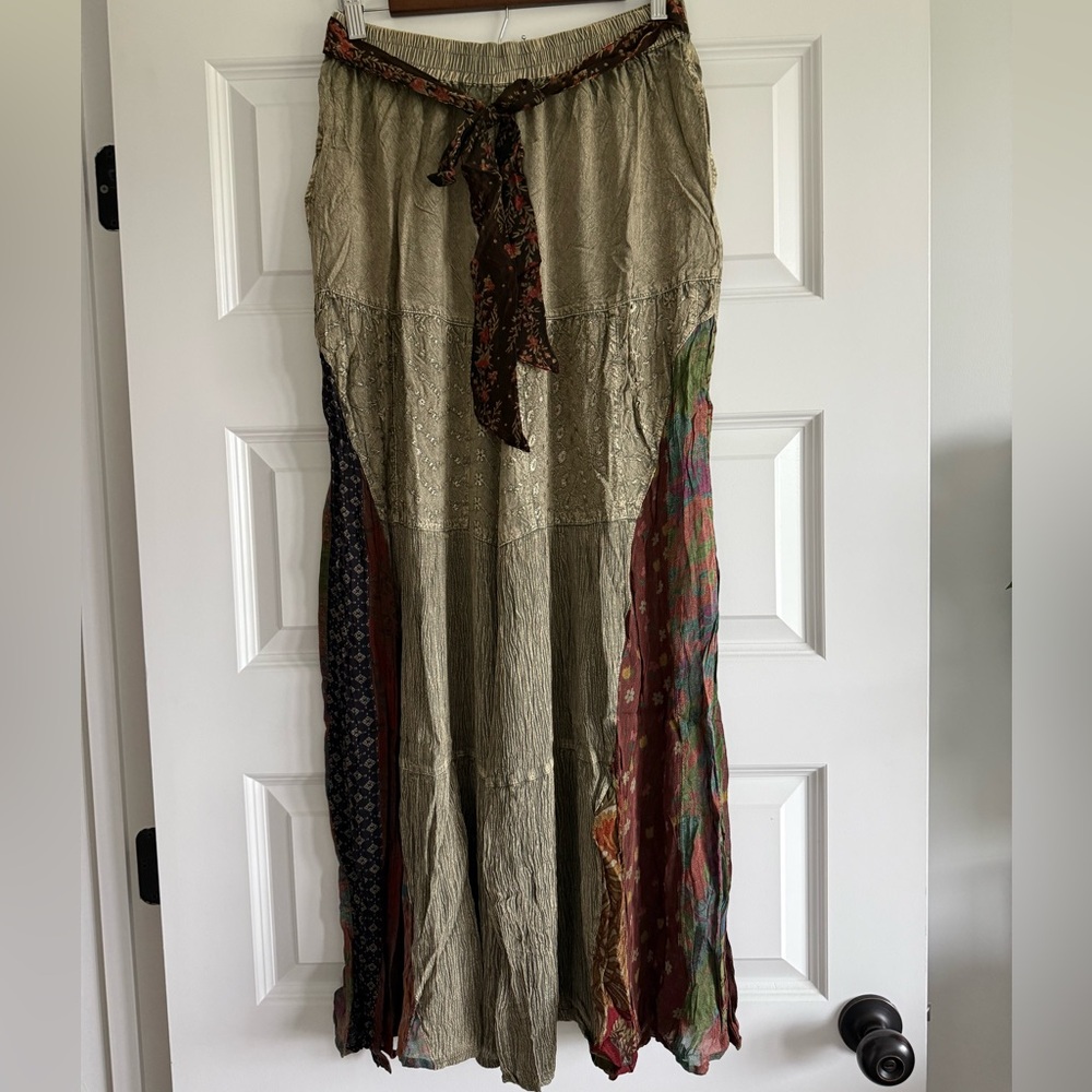 Young Threads Boho Patchwork Wide-Leg Pants Festi… - image 2